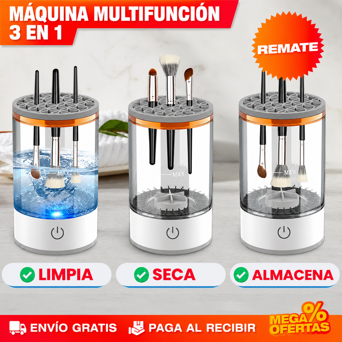 LIMPIADOR DE BROCHAS DE MAQUILLAJE AUTOMÁTICO
