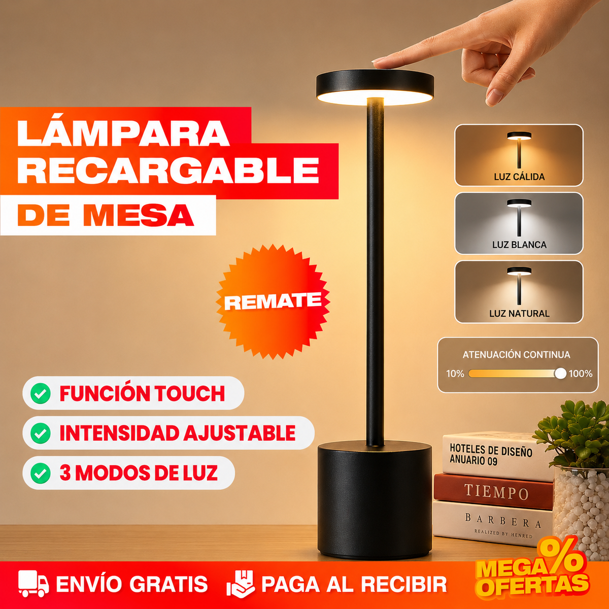 LAMPARA RECARGABLE DE MESA O ESCRITORIO
