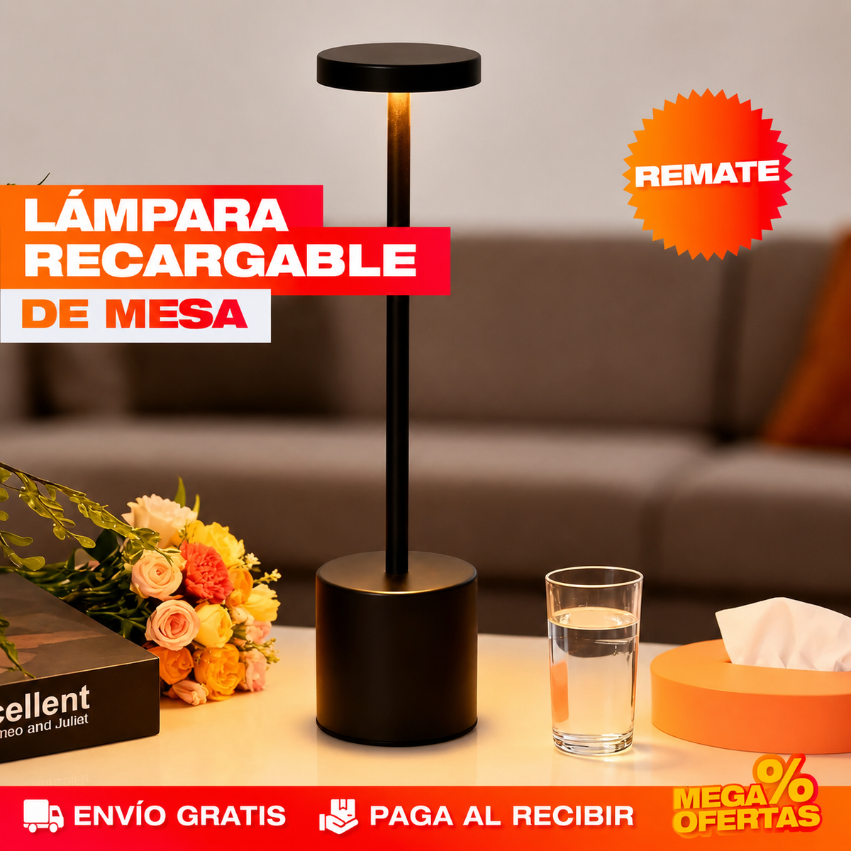 LAMPARA RECARGABLE DE MESA O ESCRITORIO