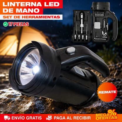 LINTERNA + SET DE HERRAMIENTAS 17 PCS