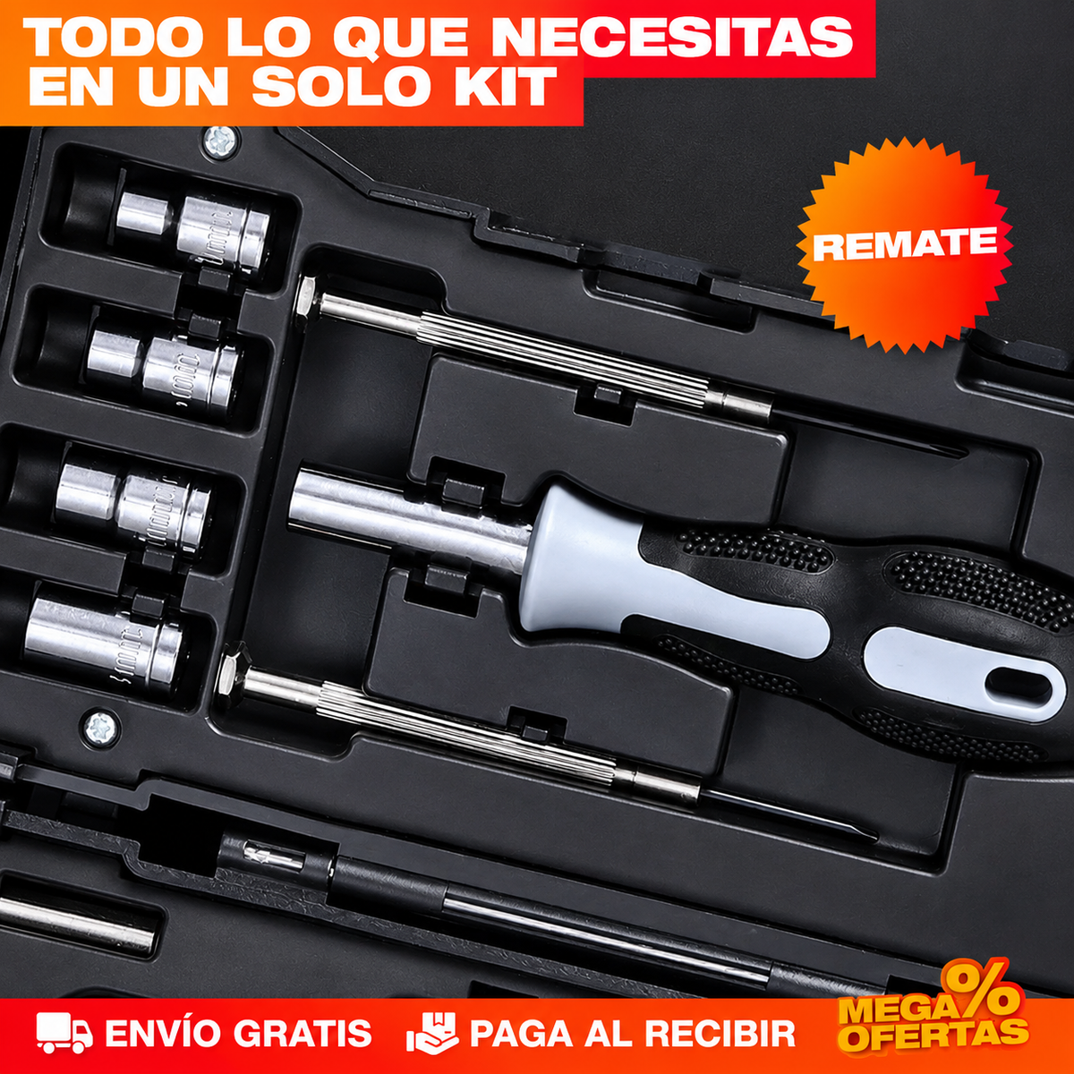 LINTERNA + SET DE HERRAMIENTAS 17 PCS