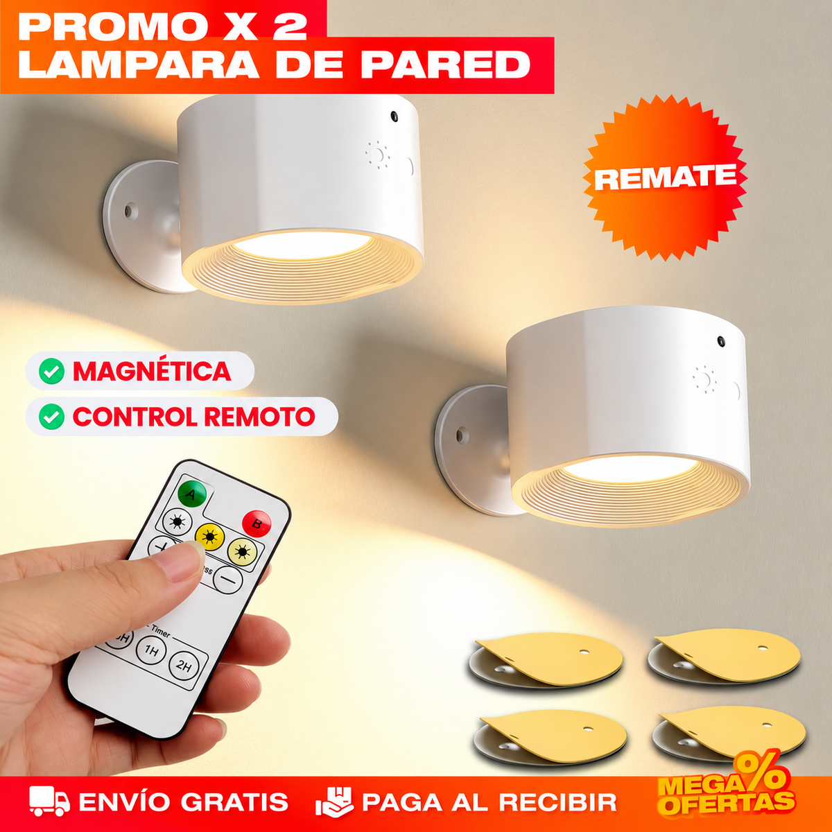 PROMO X2 LÁMPARA MAGNÉTICA – Luz donde no llega el bombillo, sin romper pared