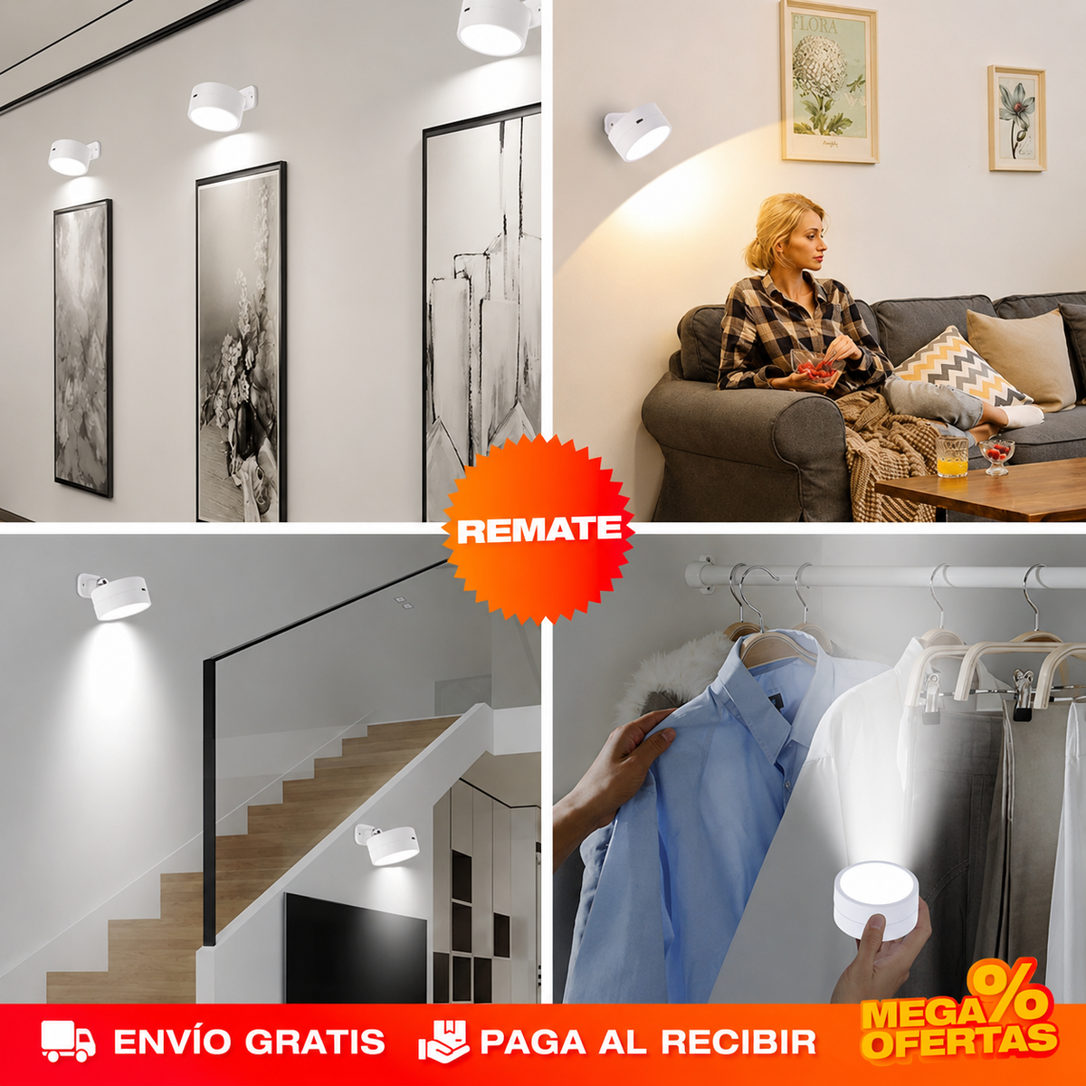 PROMO X2 LÁMPARA MAGNÉTICA – Luz donde no llega el bombillo, sin romper pared