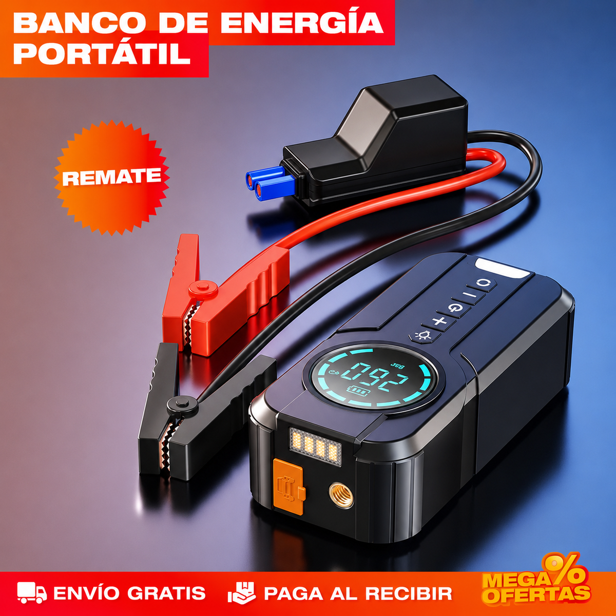 INICIADOR DE CARRO Y COMPRESOR DE LLANTAS – Arranca el carro e infla la llanta sin esperar grúa