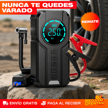 INICIADOR DE CARRO Y COMPRESOR DE LLANTAS – Arranca el carro e infla la llanta sin esperar grúa