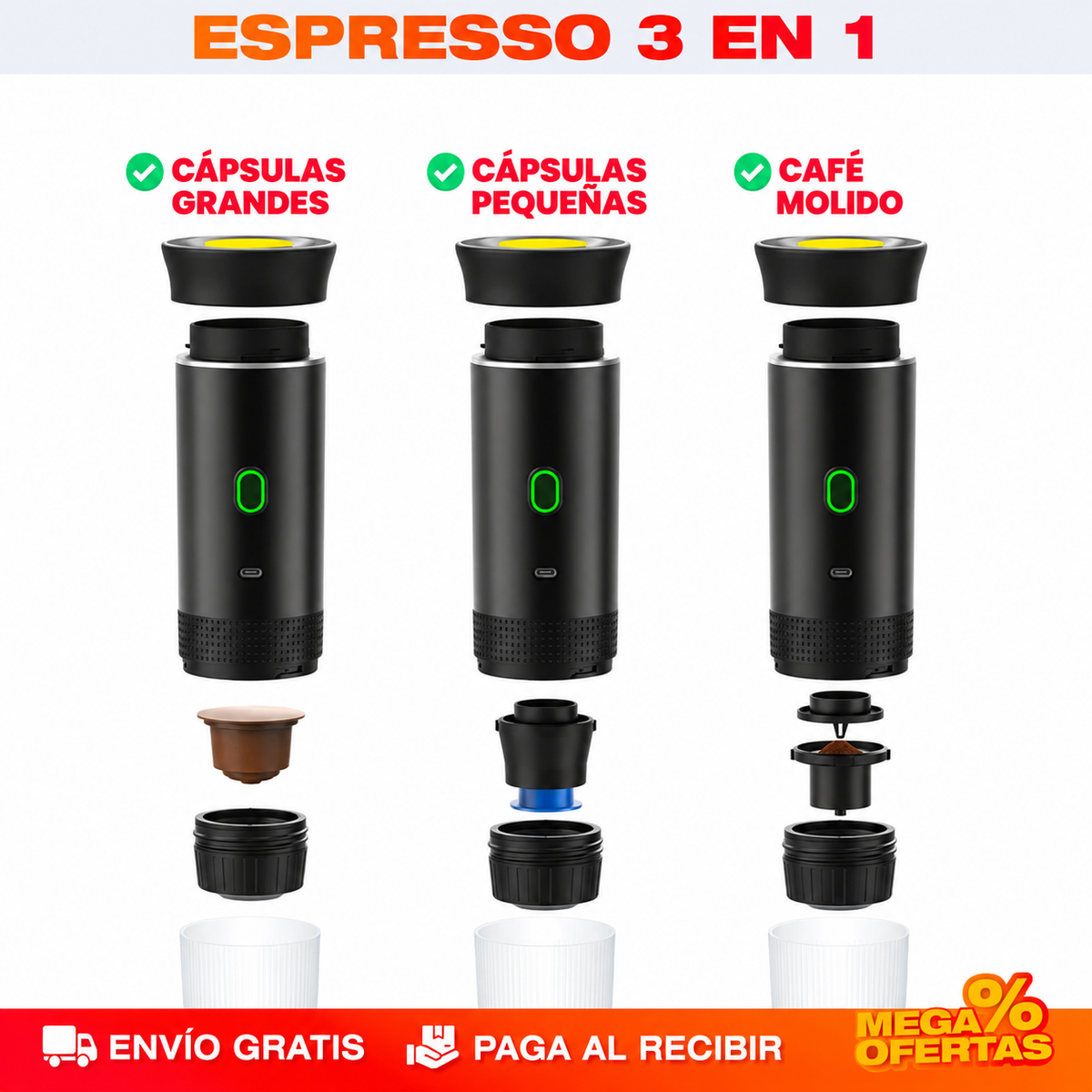CAFETERA ESPRESSO PORTÁTIL 3 EN 1