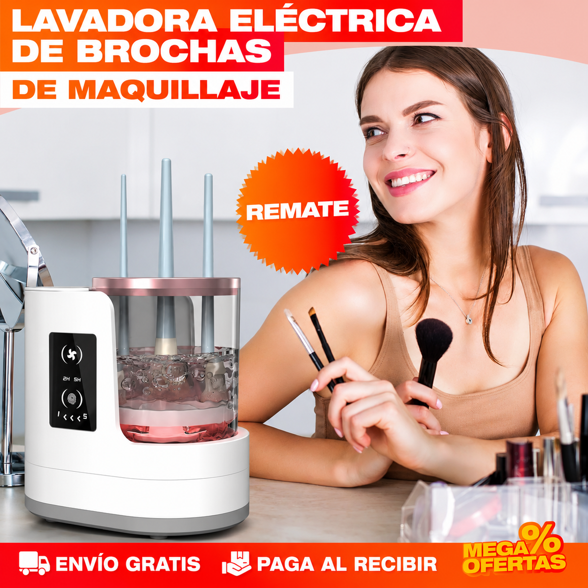 LAVADORA ELÉCTRICA DE BROCHAS DE MAQUILLAJE