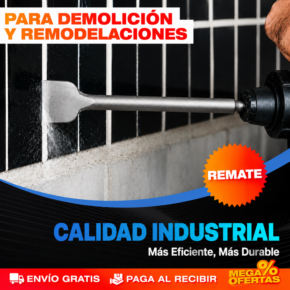 SET X4 BROCAS DE DEMOLICIÓN Y RENOVACIÓN – Rompe concreto y levanta enchape con tu rotomartillo