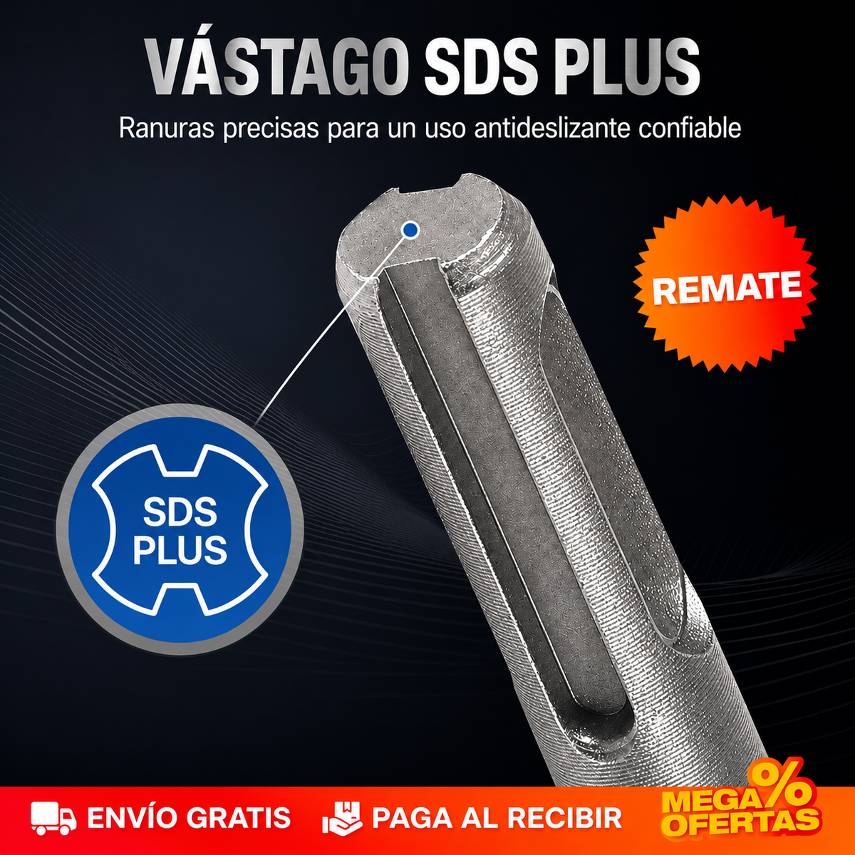 SET X4 BROCAS DE DEMOLICIÓN Y RENOVACIÓN – Rompe concreto y levanta enchape con tu rotomartillo