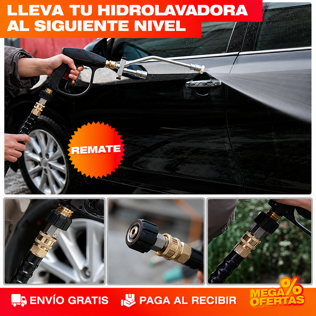 Set x8 piezas Adaptador Conector Para Hidro Lavadora A Presión Acero Inoxidable – Conecta tu hidrolavadora a cualquier manguera