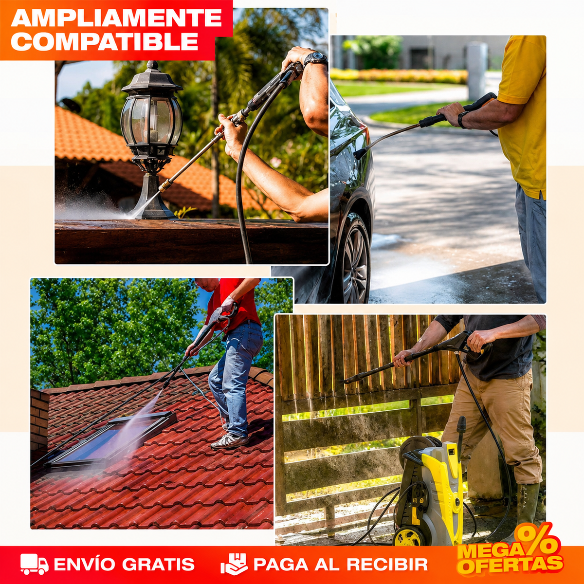 Set x8 piezas Adaptador Conector Para Hidro Lavadora A Presión Acero Inoxidable – Conecta tu hidrolavadora a cualquier manguera