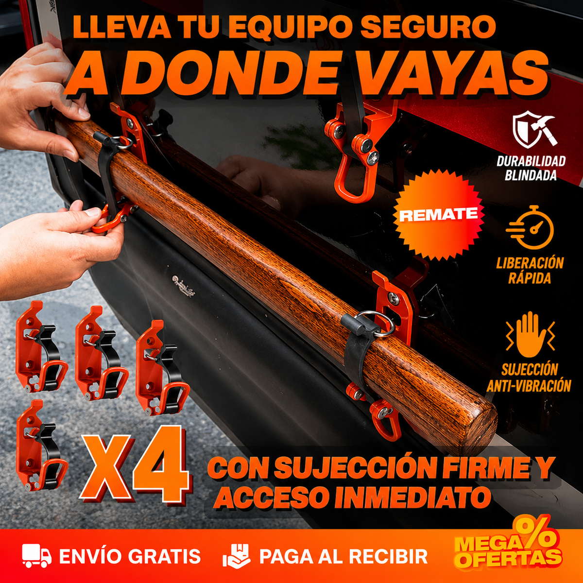 Set x4 Soportes Liberación Rápida para herramientas – Cada herramienta en su puesto y a la mano (Material Ultrarresistente - Trabajo Pesado)