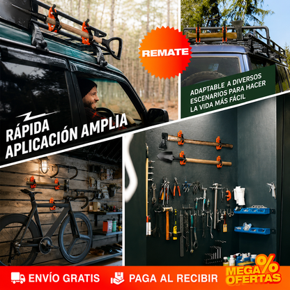 Set x4 Soportes Liberación Rápida para herramientas – Cada herramienta en su puesto y a la mano (Material Ultrarresistente - Trabajo Pesado)