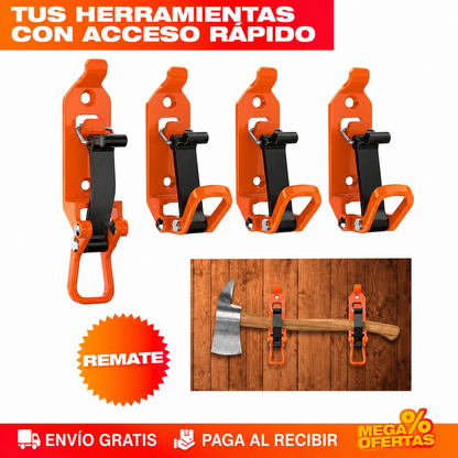 Set x4 Soportes Liberación Rápida para herramientas – Cada herramienta en su puesto y a la mano (Material Ultrarresistente - Trabajo Pesado)