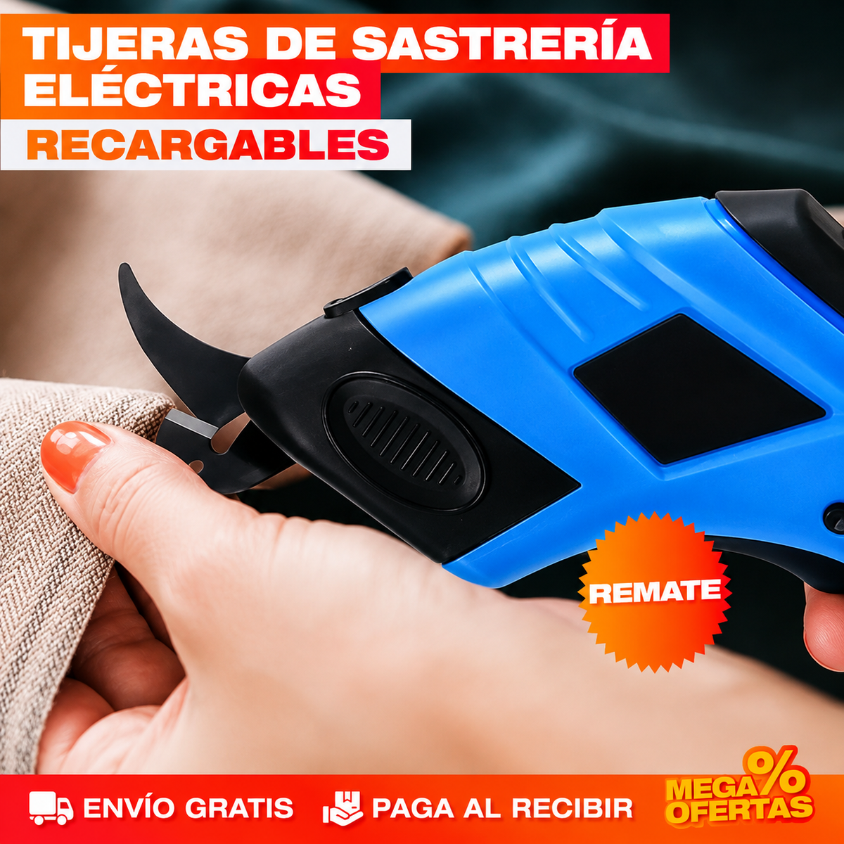 Tijera Eléctrica Doble Recargable – Ocho horas cortando y la mano no se acalambra