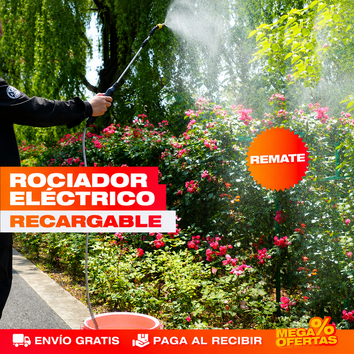 Rociador Pulverizador Eléctrico Portable – Riegas sin apretar el gatillo mil veces