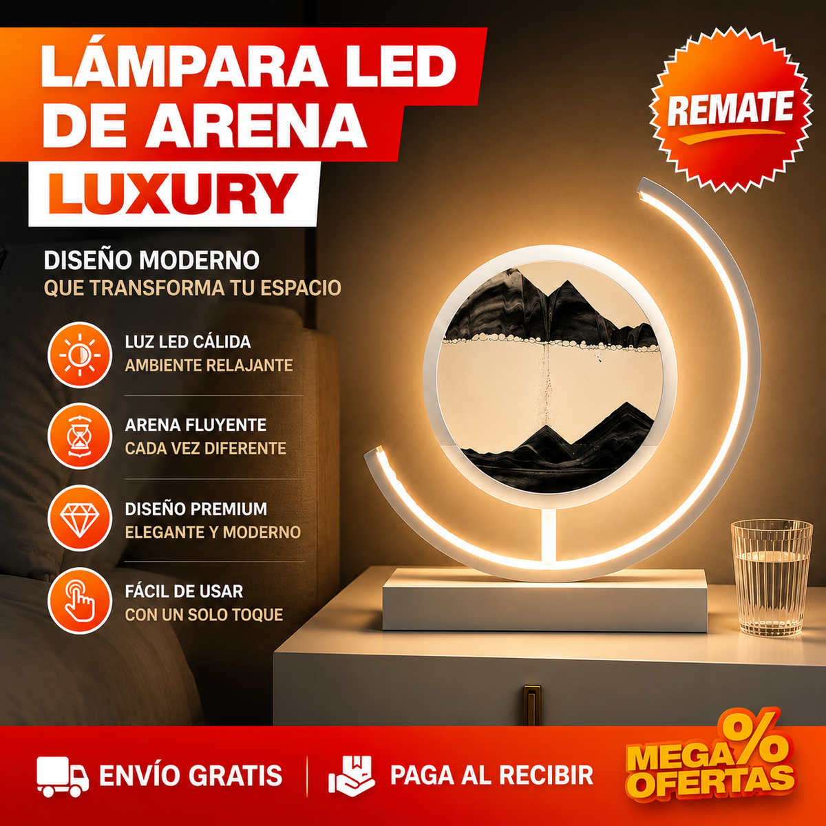 LÁMPARA LED DE ARENA LUXURY – El rincón vacío por fin se ve pensado