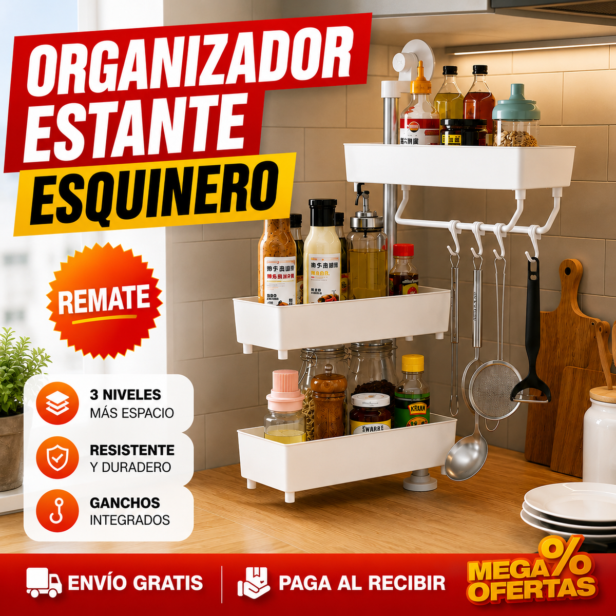 ORGANIZADOR ESTANTE ESQUINERO – La esquina del mesón deja de ser tierra de nadie