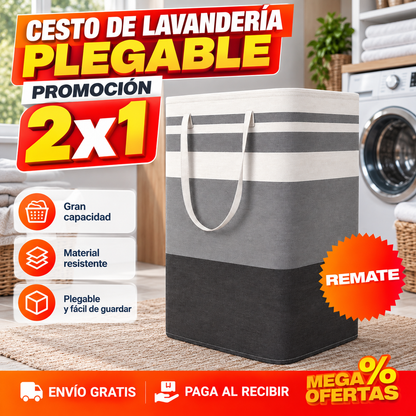 PROMO X2 CESTO DE LAVANDERÍA PARA ROPA PLEGABLE – La ropa sucia deja de vivir en el piso