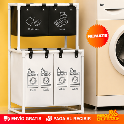 Cesta de Lavandería Plegables de 4 Compartimentos