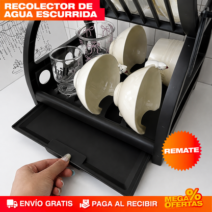 ESCURRIDOR DE PLATOS DE 2 NIVELES – Cabe toda la loza del almuerzo