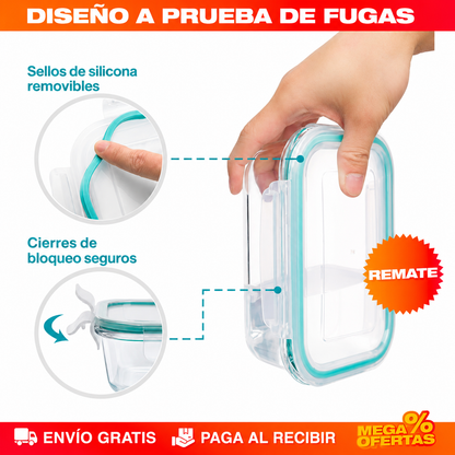 SET X3 RECIPIENTES DE VIDRIO HERMÉTICOS – Ni se manchan ni se quedan oliendo
