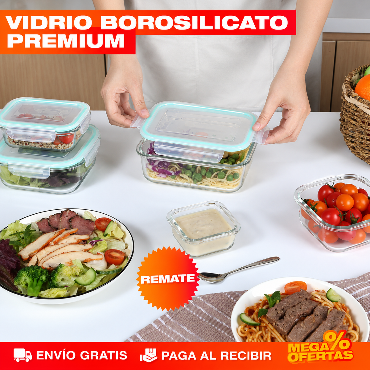 SET X3 RECIPIENTES DE VIDRIO HERMÉTICOS – Ni se manchan ni se quedan oliendo