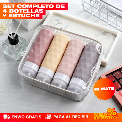 SET X4 BOTELLAS DE VIAJE DE SILICONA – Tu champú de siempre, en tamaño de equipaje de mano