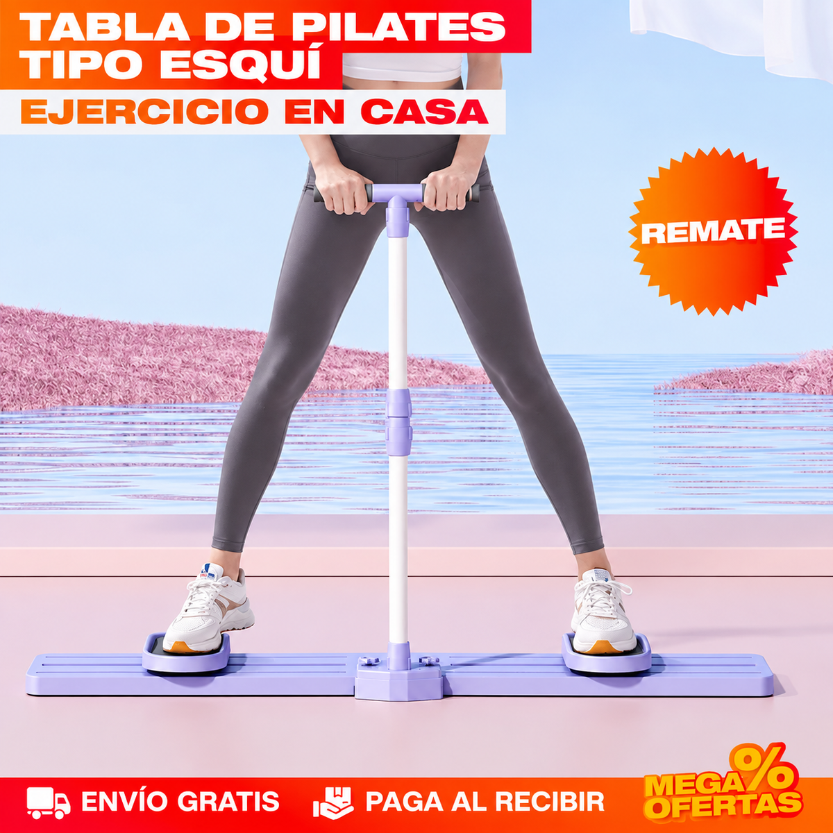 TABLA DE PILATES TIPO ESQUÍ – Entrenas piernas y glúteos en el espacio de una baldosa