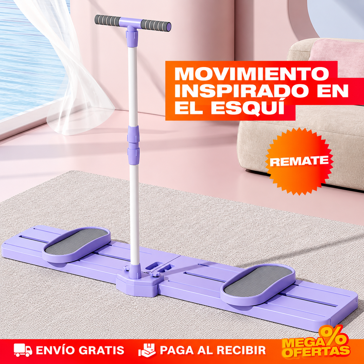 TABLA DE PILATES TIPO ESQUÍ – Entrenas piernas y glúteos en el espacio de una baldosa