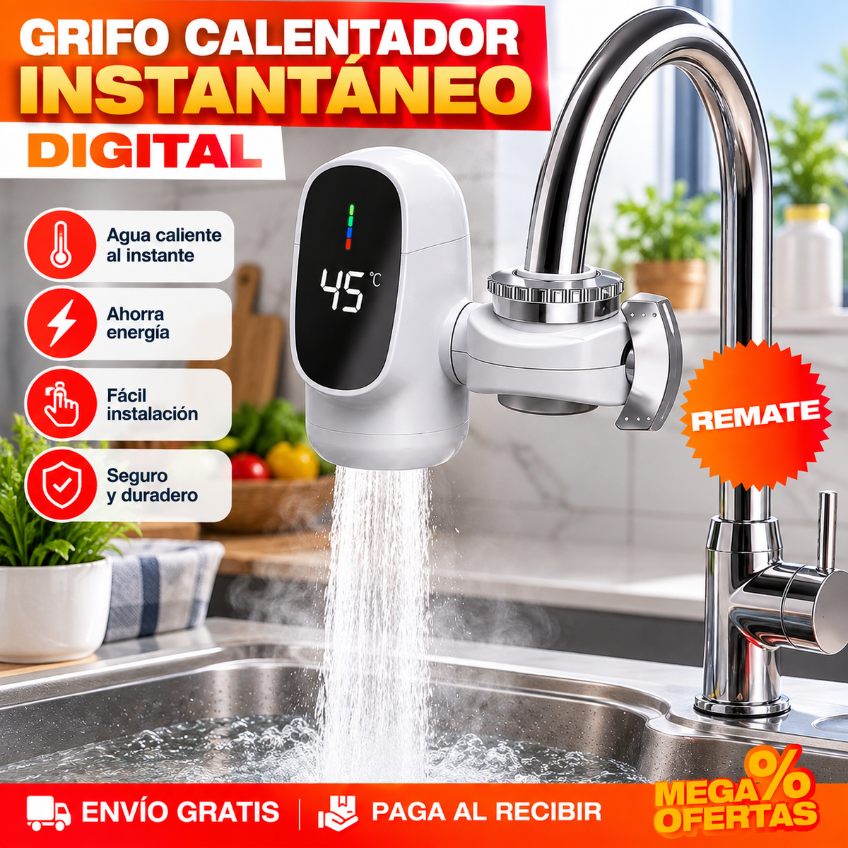 GRIFO CALENTADOR INSTANTÁNEO – Abres la llave y sale caliente, sin esperar