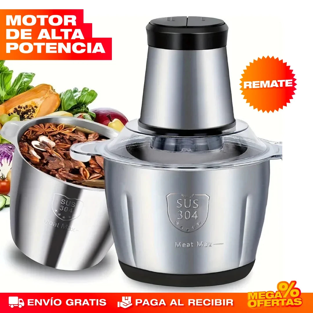 Molino Picador Eléctrico Acero Inoxidable 2 Litros – Pica y Muele en Segundos Sin Esfuerzo