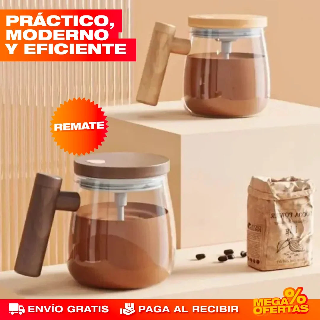 Mug Mezclador de Vidrio Recargable – Adiós a los Grumos: Mezcla Perfecta en Segundos