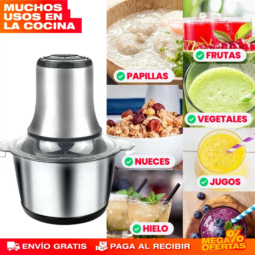 Molino Picador Eléctrico Acero Inoxidable 2 Litros – Pica y Muele en Segundos Sin Esfuerzo
