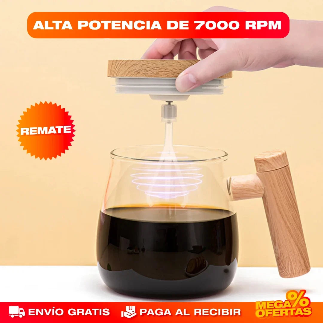 Mug Mezclador de Vidrio Recargable – Adiós a los Grumos: Mezcla Perfecta en Segundos