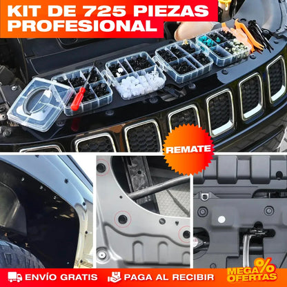 Kit Profesional de Pines y Herramientas Automotrices – Repara tu Carro o Moto Como un Mecánico · 725 Piezas
