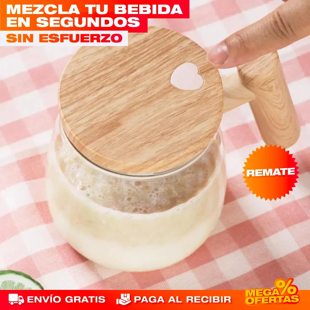 Mug Mezclador de Vidrio Recargable – Adiós a los Grumos: Mezcla Perfecta en Segundos