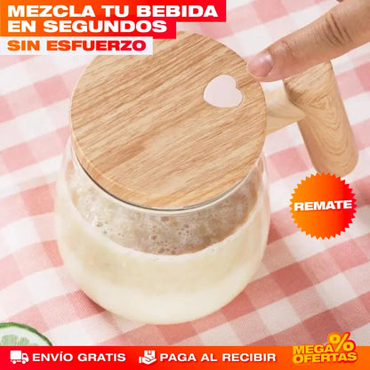 Mug Mezclador de Vidrio Recargable – Adiós a los Grumos: Mezcla Perfecta en Segundos