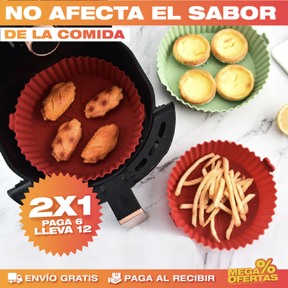 12 Canastas de Silicona para Air Fryer – Fríe Sin Aceite y Sin Que se Pegue · 2x1