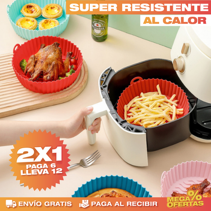 12 Canastas de Silicona para Air Fryer – Fríe Sin Aceite y Sin Que se Pegue · 2x1