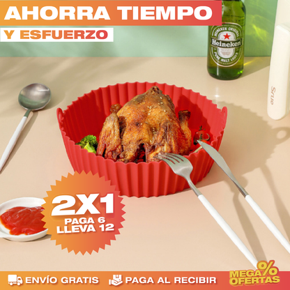 12 Canastas de Silicona para Air Fryer – Fríe Sin Aceite y Sin Que se Pegue · 2x1