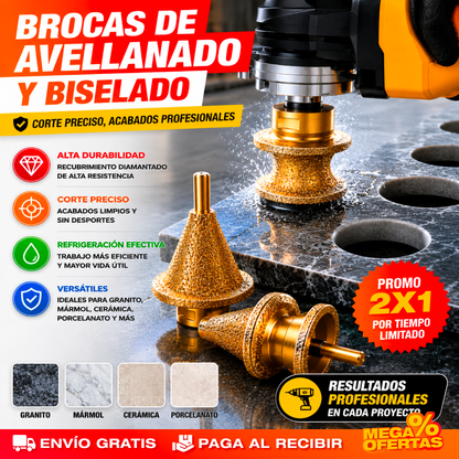 Promo 2x1 Brocas Diamantadas de Avellanado y Biselado – Perfora Cerámica Sin Astillarla