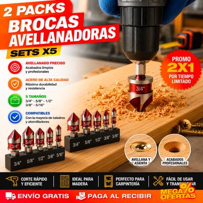 Promo 2x1 Set Brocas Avellanadoras – Esconde la Cabeza del Tornillo y Deja Acabado Pro