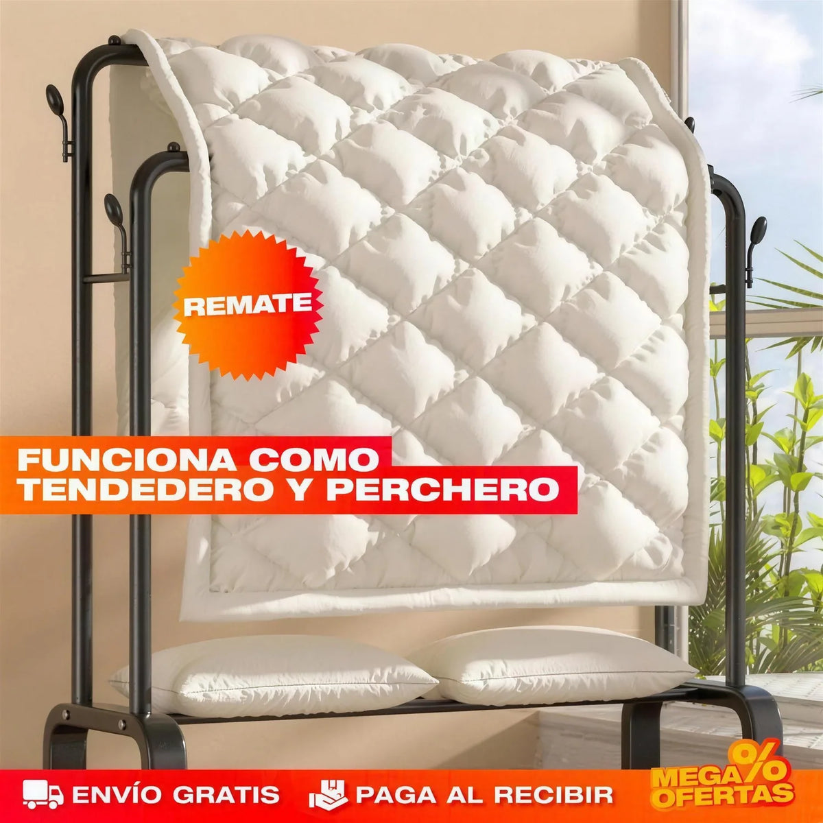 ESTANTE PERCHERO DOBLE – Organiza toda la ropa y los zapatos sin closet de obra · No toca clavar nada
