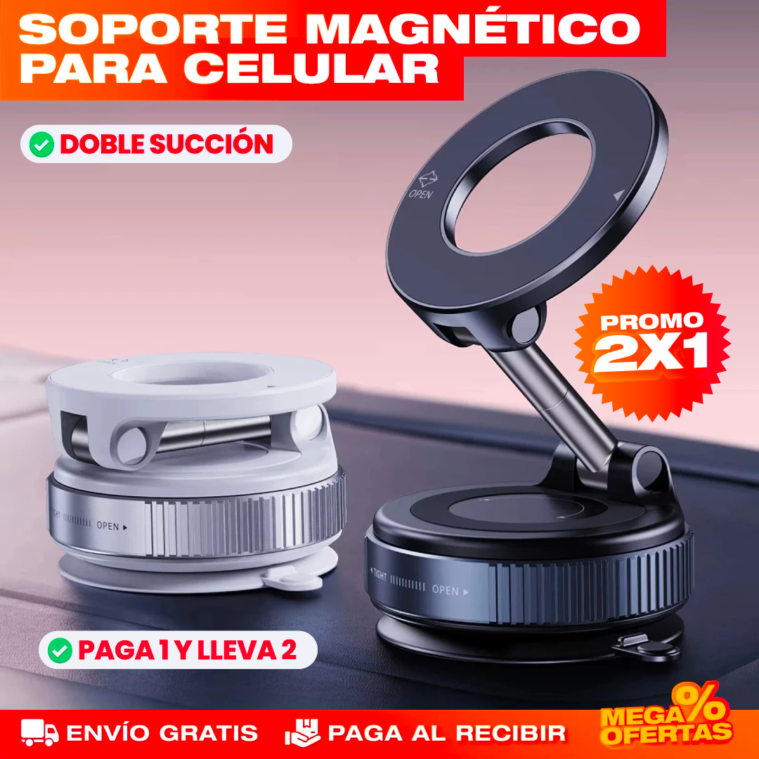 PROMO 2X1 Soporte Magnético para Teléfono con Succión – Tu GPS Siempre a la Vista Mientras Manejas