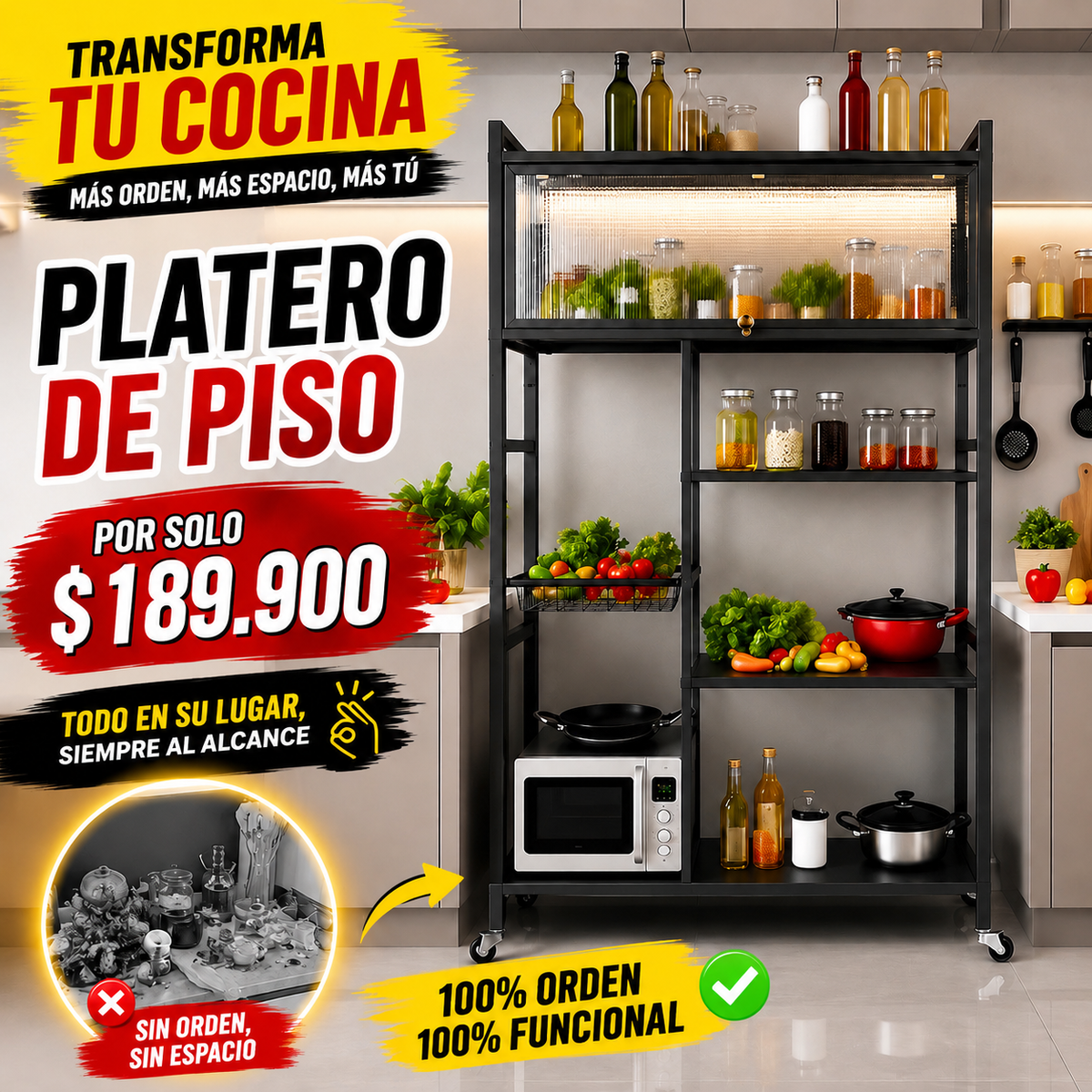 Alacena Organizadora de Cocina XL — Todo lo que no te cabe en la cocina, cabe aquí