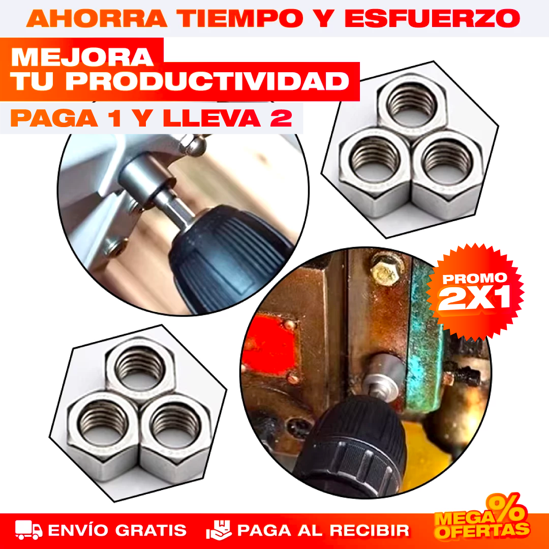PROMO X2 Boquillas de Llaves Hexagonales – Aprieta Cualquier Tuerca Sin Buscar la Medida · Set x14