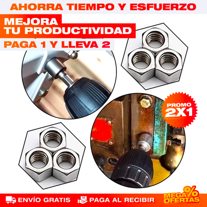 PROMO X2 Boquillas de Llaves Hexagonales – Aprieta Cualquier Tuerca Sin Buscar la Medida · Set x14