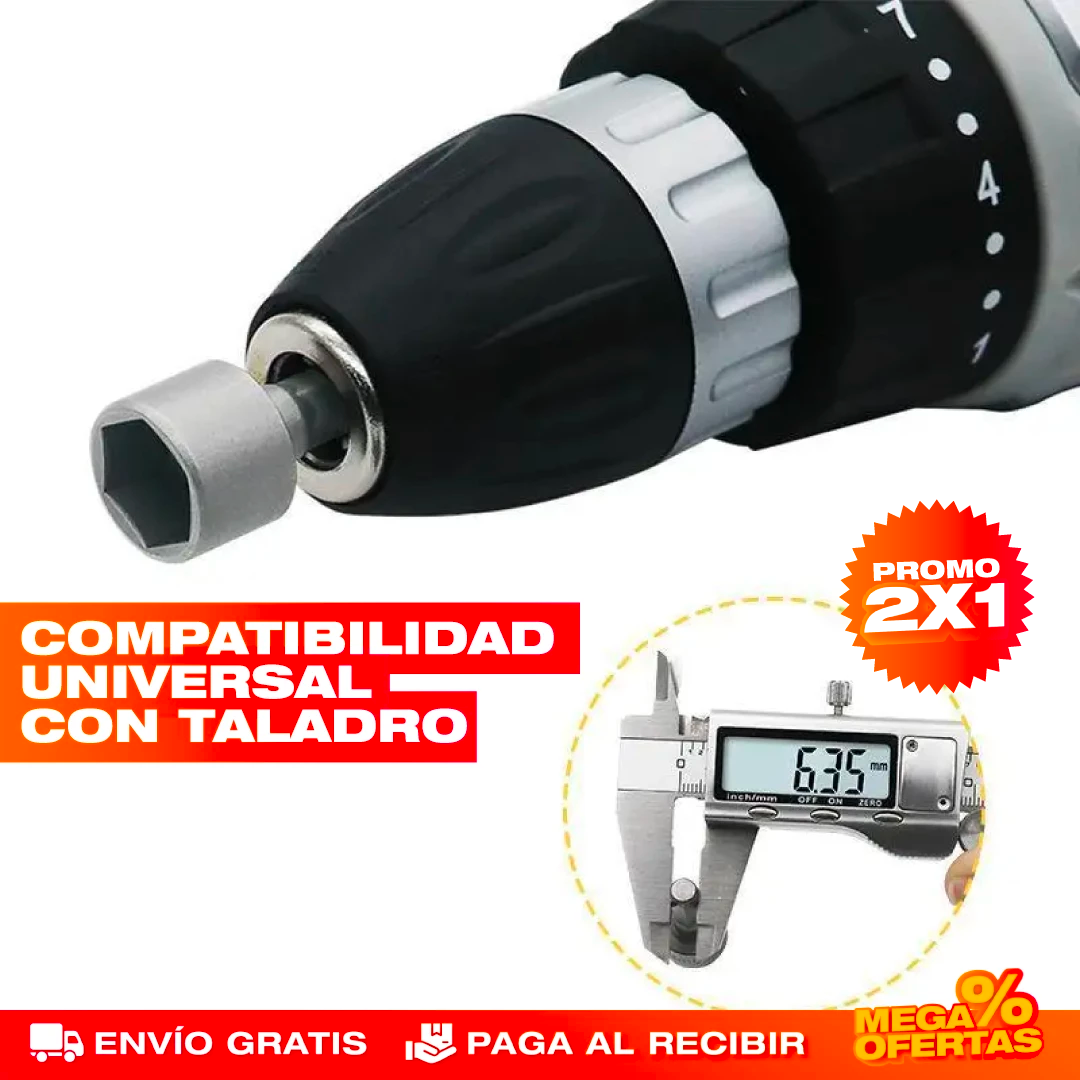 PROMO X2 Boquillas de Llaves Hexagonales – Aprieta Cualquier Tuerca Sin Buscar la Medida · Set x14