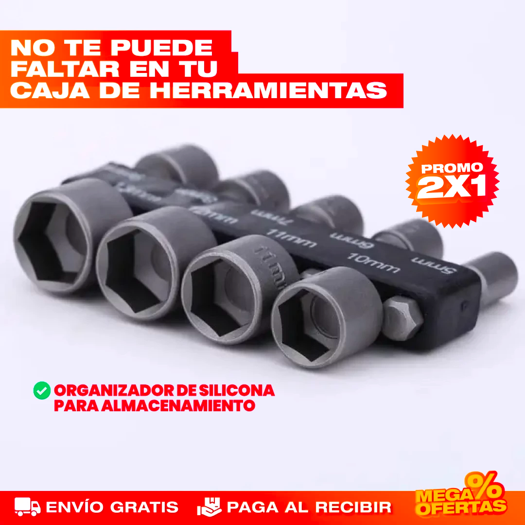 PROMO X2 Boquillas de Llaves Hexagonales – Aprieta Cualquier Tuerca Sin Buscar la Medida · Set x14